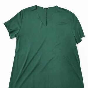 Zara Forest Green V‑Neck Short Sleeve Tunic NWOT